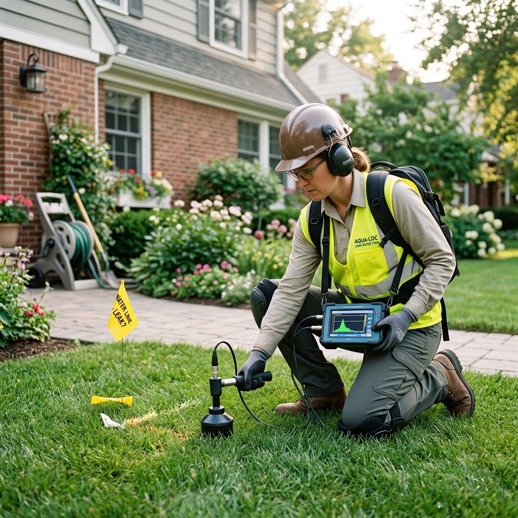 Technician conducting digital water leak detection in Citrus Heights home